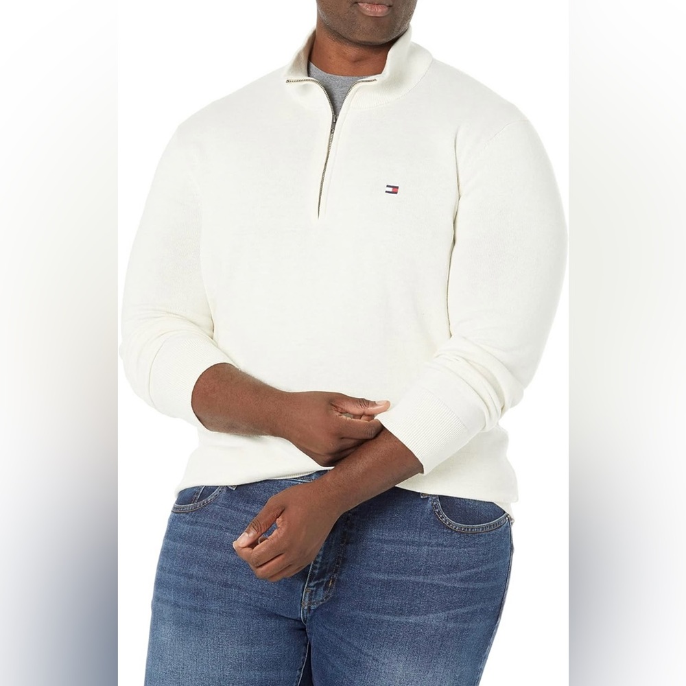 NWT Tommy Hilfiger Men's Long Sleeve Cotton Quarter Zip Pullover Sweater Sz XXL